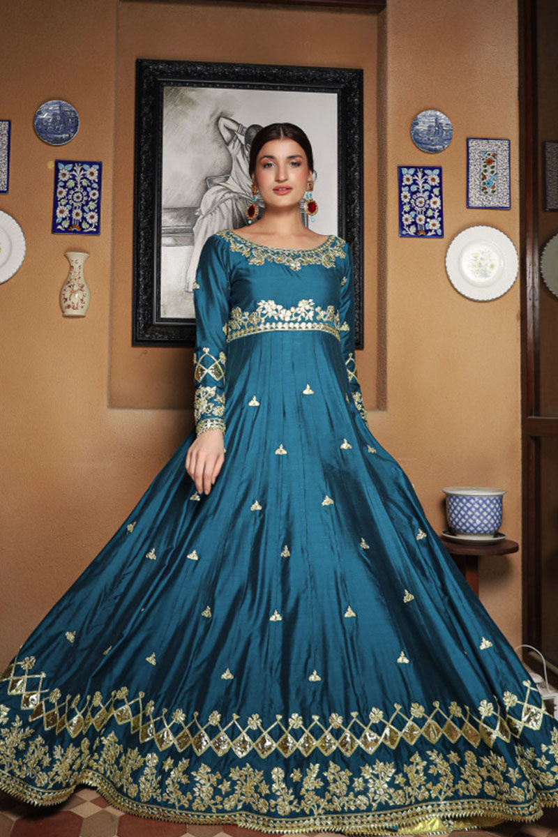 Teal Blue Anarkali – Sanober Azfar Teal Blue Anarkali – Sanober Azfar