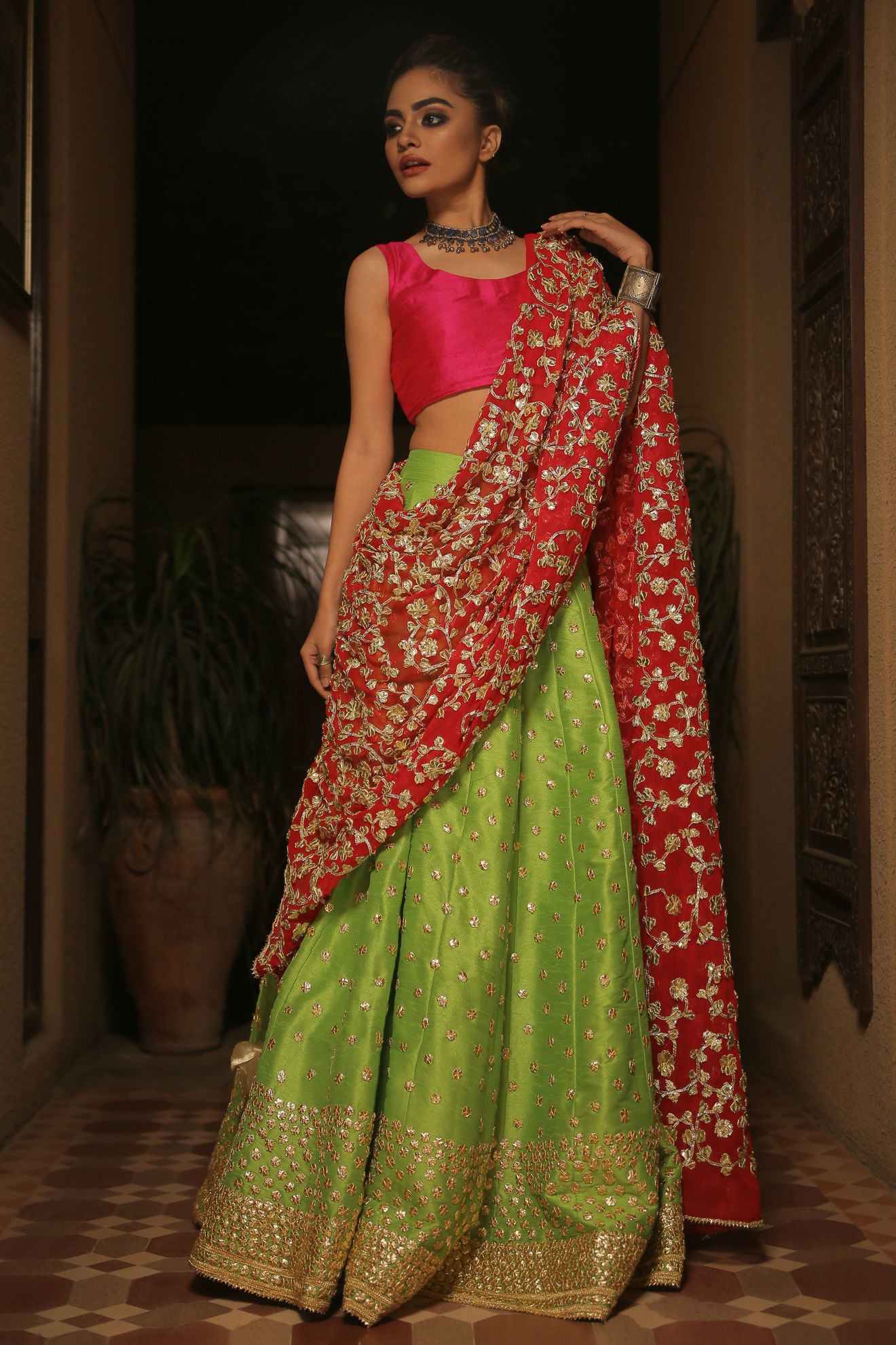 Parrot Green Lehenga Sanober Azfar Parrot Green Lehenga Sanober Azfar