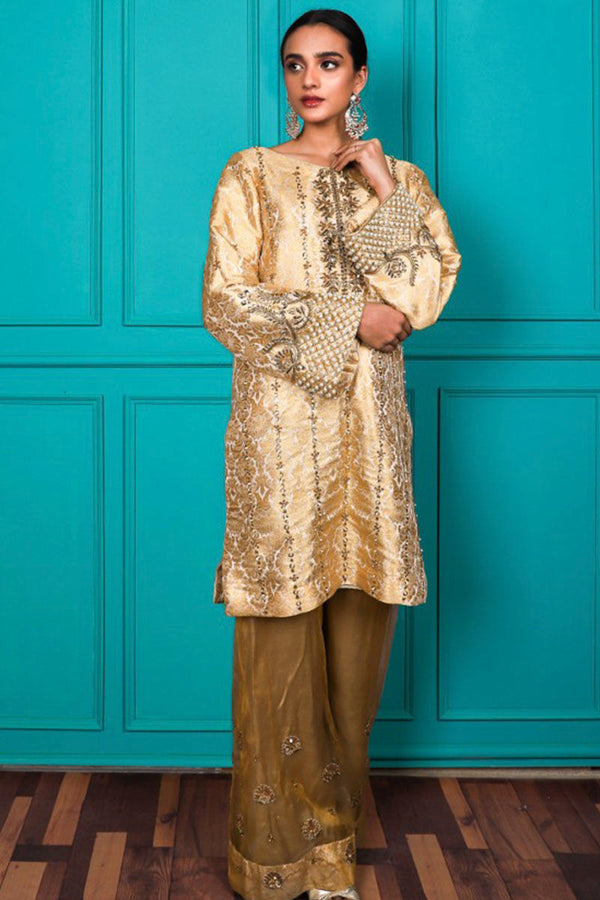 Gold Jamawar Kameez