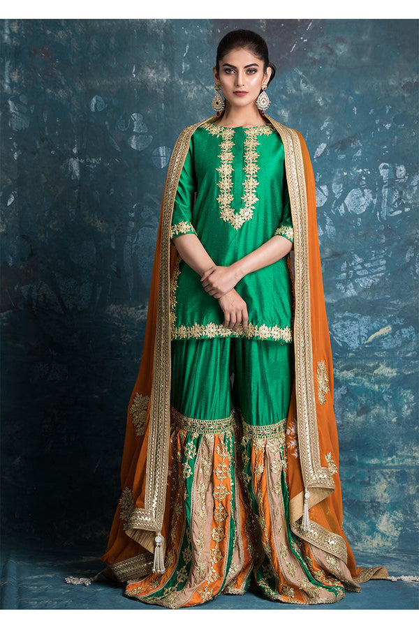 Orange Green Gharara