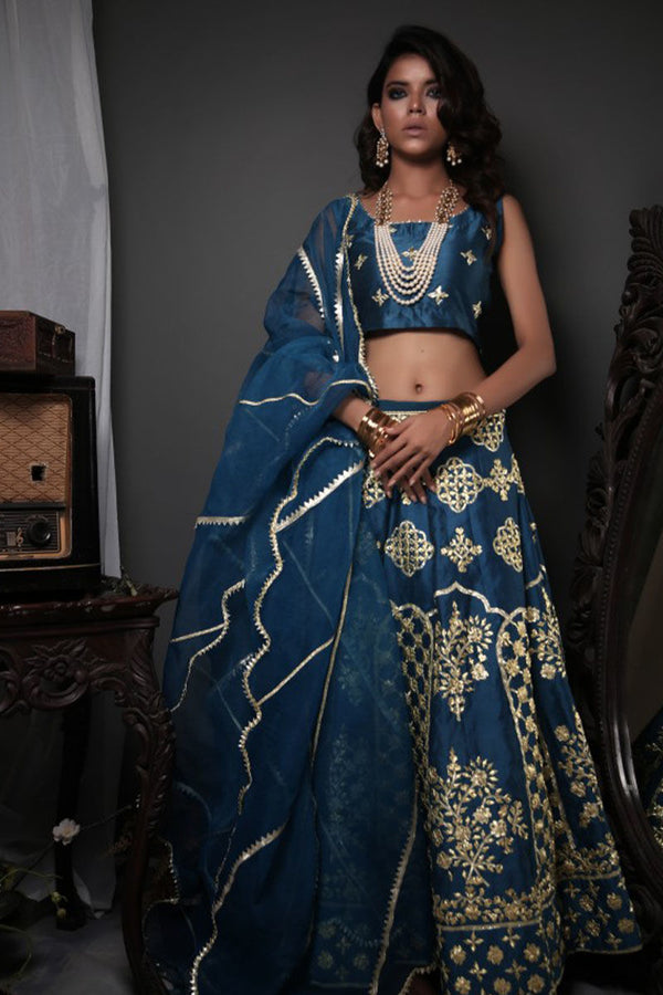 Egyptian Blue Gota Lehenga