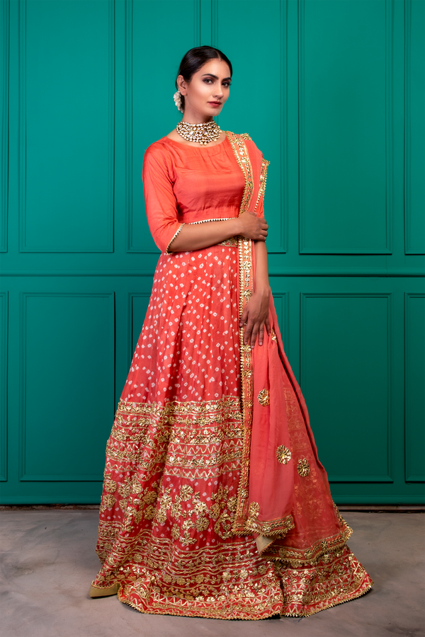 Coral Peach Lehenga