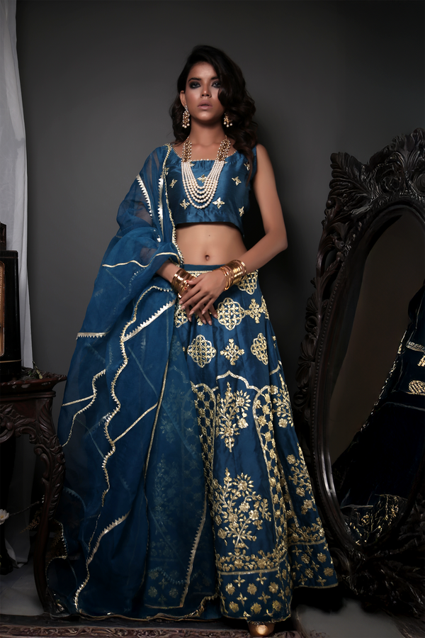Egyptian Blue Gota Lehenga