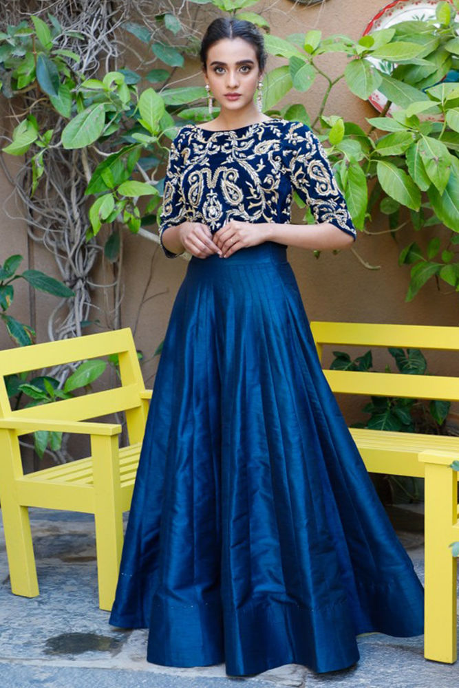 SANOBER AZFAR | Ocean Blue Lehenga