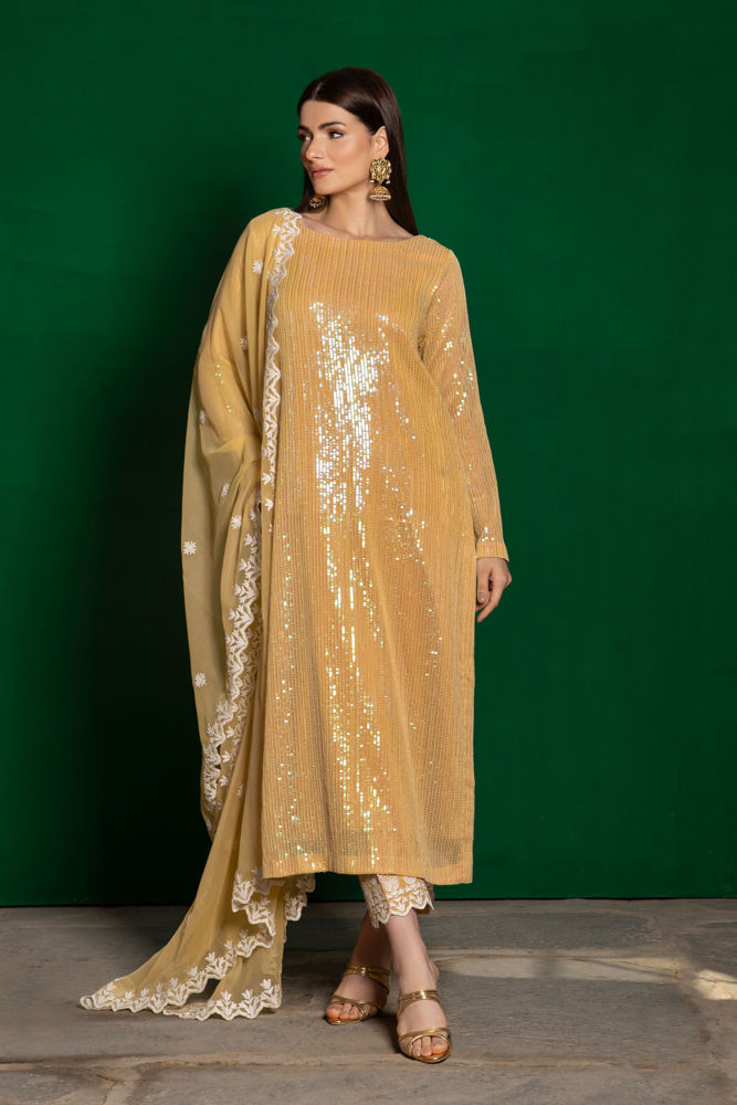 Long Kameez Trouser Embellished Pakistani Wedding Dress – Nameera by Farooq